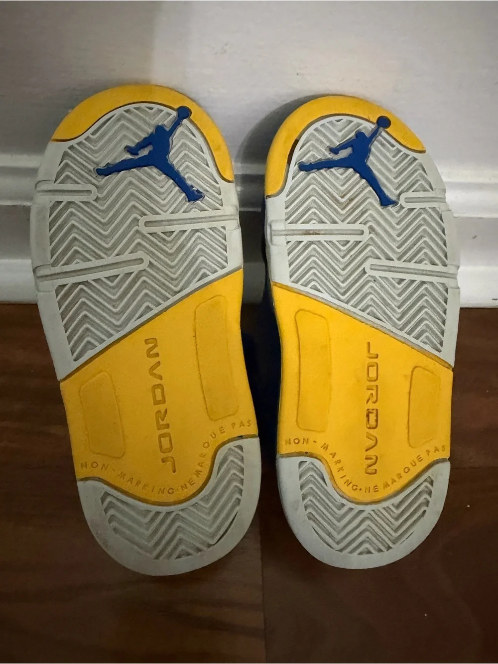 Jordan Kids Blue and Yellow '23' High-Top Sneakers